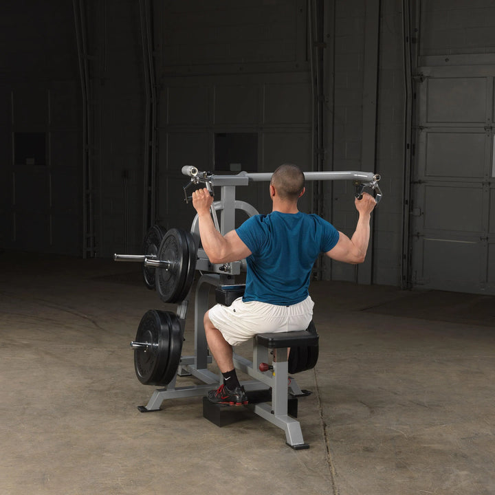 man back pull down workout on Body-Solid Lat Pulldown Machine LVLA