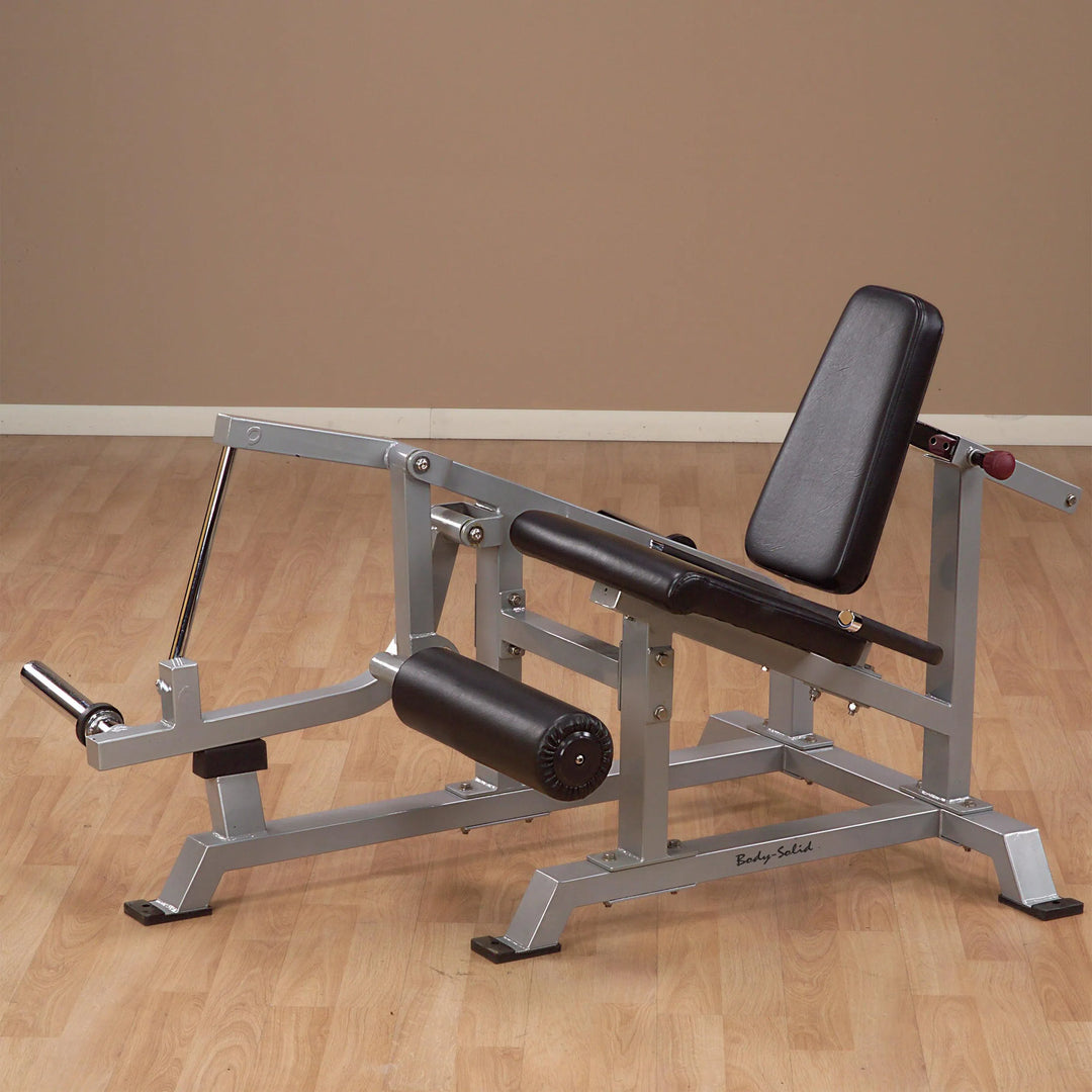 Body-Solid Leg Extension Machine LVLE on display without the weight plates