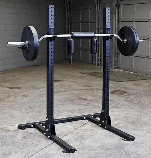 Body-Solid Yoke Bar OBSS50 placed on a rack (rack and weight plate not in included in purchase)