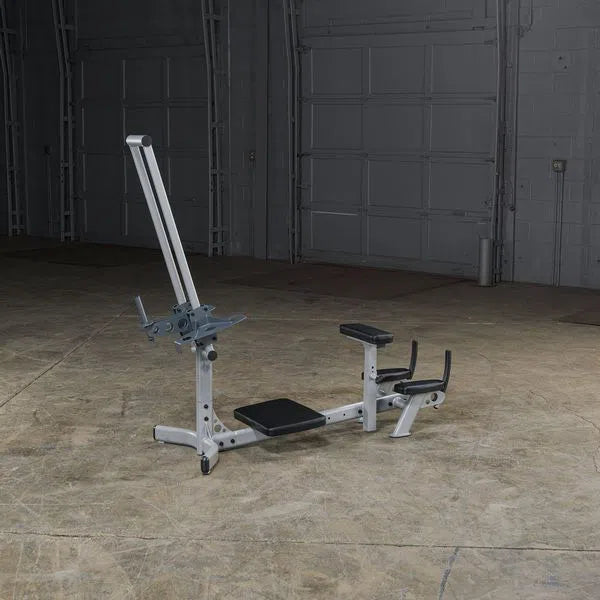 Body-Solid Powerline Glute Kickback Machine PGM200X on display without weight plates