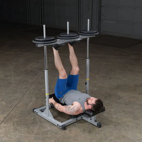 man vertical leg press workout on Body-Solid Powerline Vertical Leg Press Machine PVLP156X
