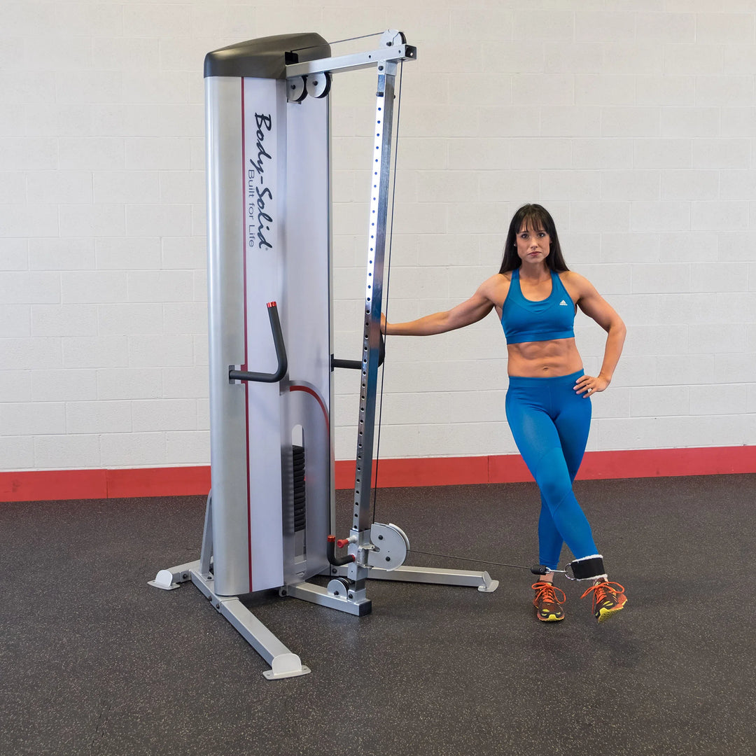 woman cable hip adduction exercise on Body-Solid Commercial Cable Column S2CC