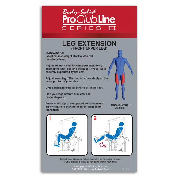 Body-Solid Seated Leg Extension Machine S2LEX user instruction manual