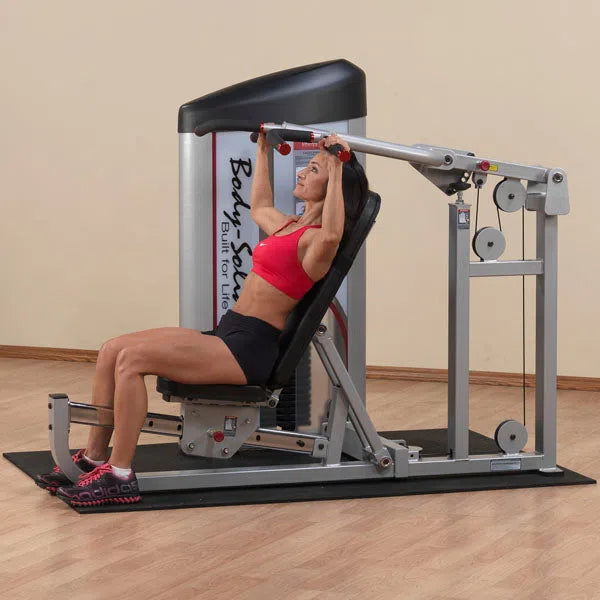 woman shoulder press workout on Body-Solid Multi-Press Machine S2MP