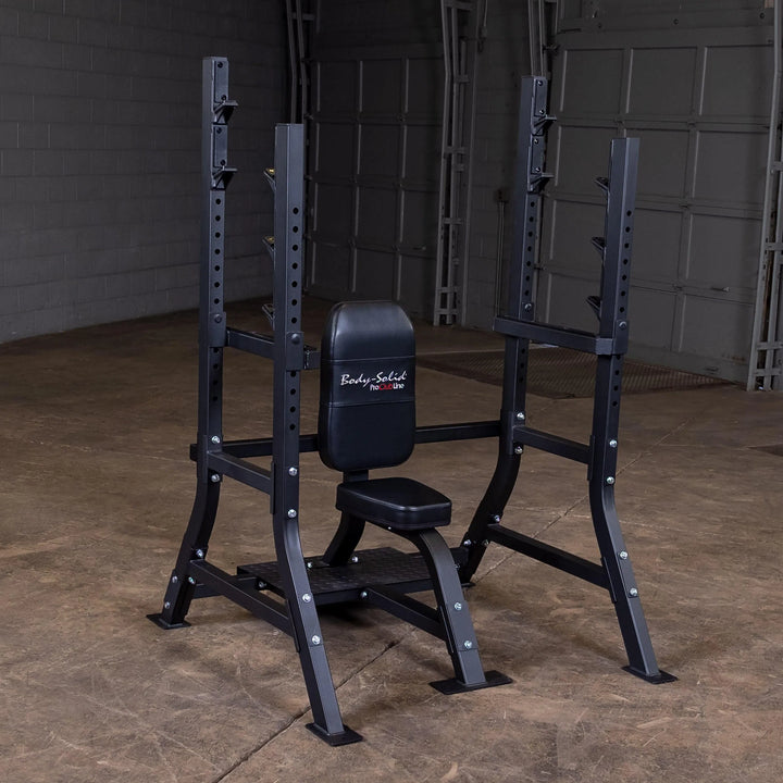 Body-Solid Commercial Olympic Shoulder Press Bench SOSB250 on display