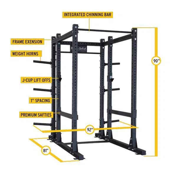 Body-Solid Commercial Power Rack Extended SPR1000Back equipment parts and dimensions