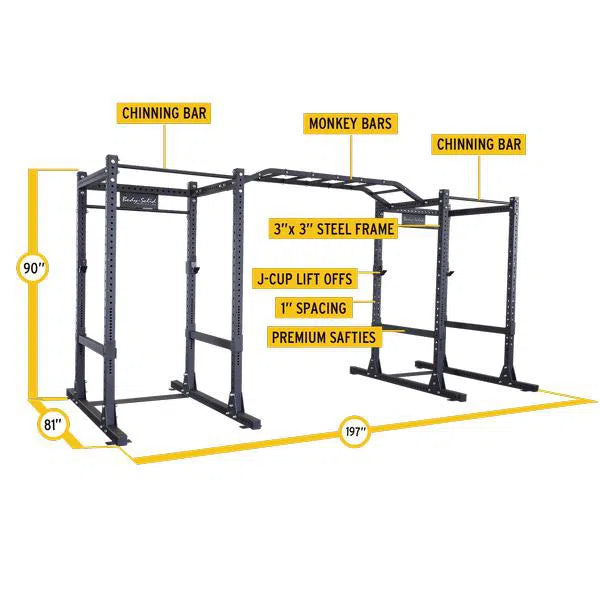 Body-Solid Double Power Rack SPR1000DB equipment parts and dimensions