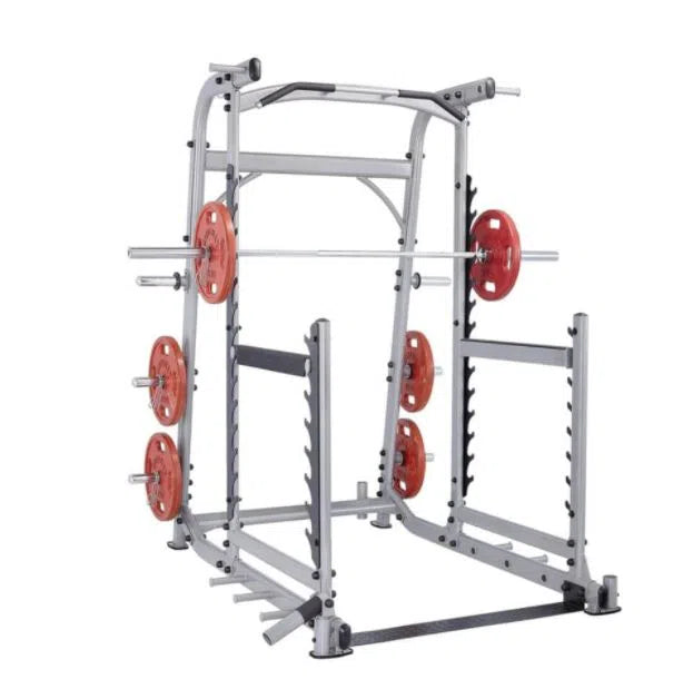 SteelFlex Squat Rack with Pull-Up Bar NOPR shown with weight plates 