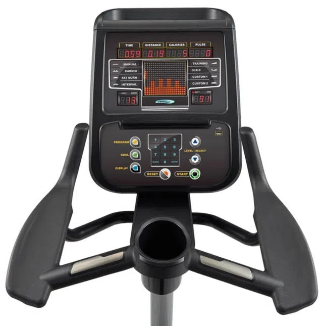 SteelFlex Commercial Upright Bike PB10 closer look on display monitor and controls