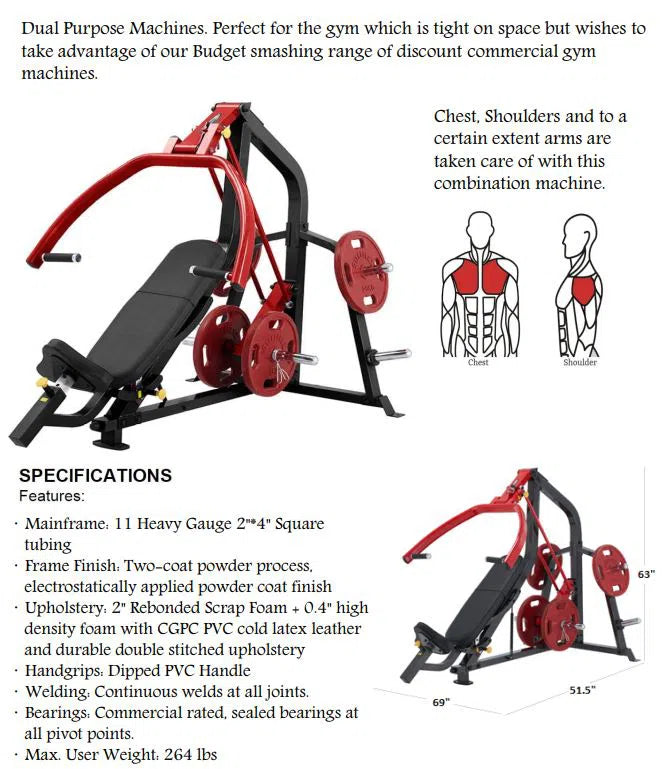 SteelFlex Incline Chest Press Machine PL2100 product summary and specifications