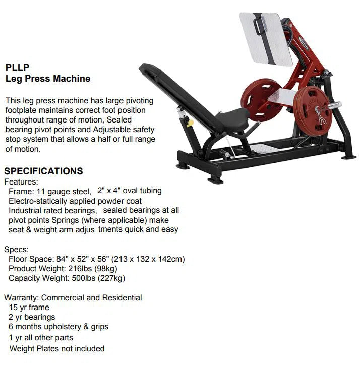 SteelFlex Seated Leg Press Machine PLLP product specifications and summary