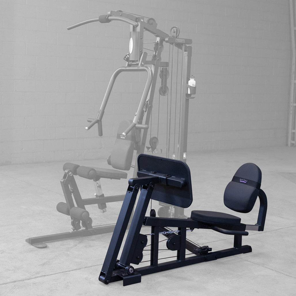 Full view of a Body-Solid G Series home gym with the GLP leg press attachment installed
