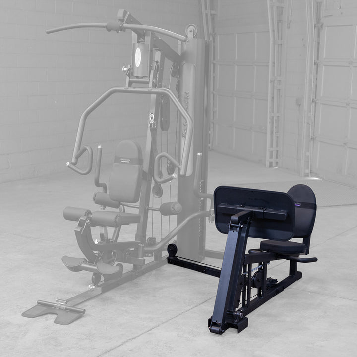 Body-Solid GLP leg press attachment on a G Series gym, showing the non slip rubber covered press plate