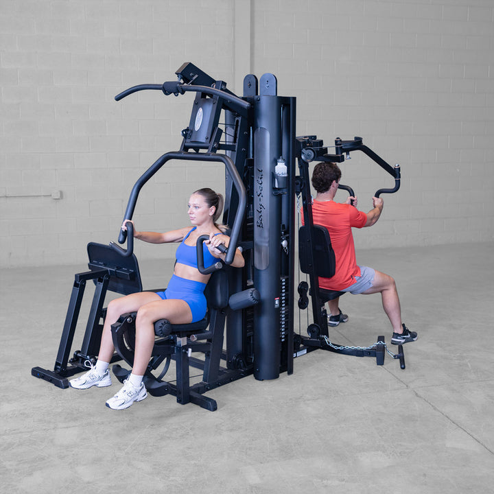 Body-Solid G9B multi-station gym, view from the pulley side of the frame