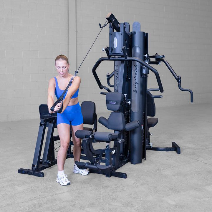 Body-Solid G9B multi-station gym, detail of a training station in use position
