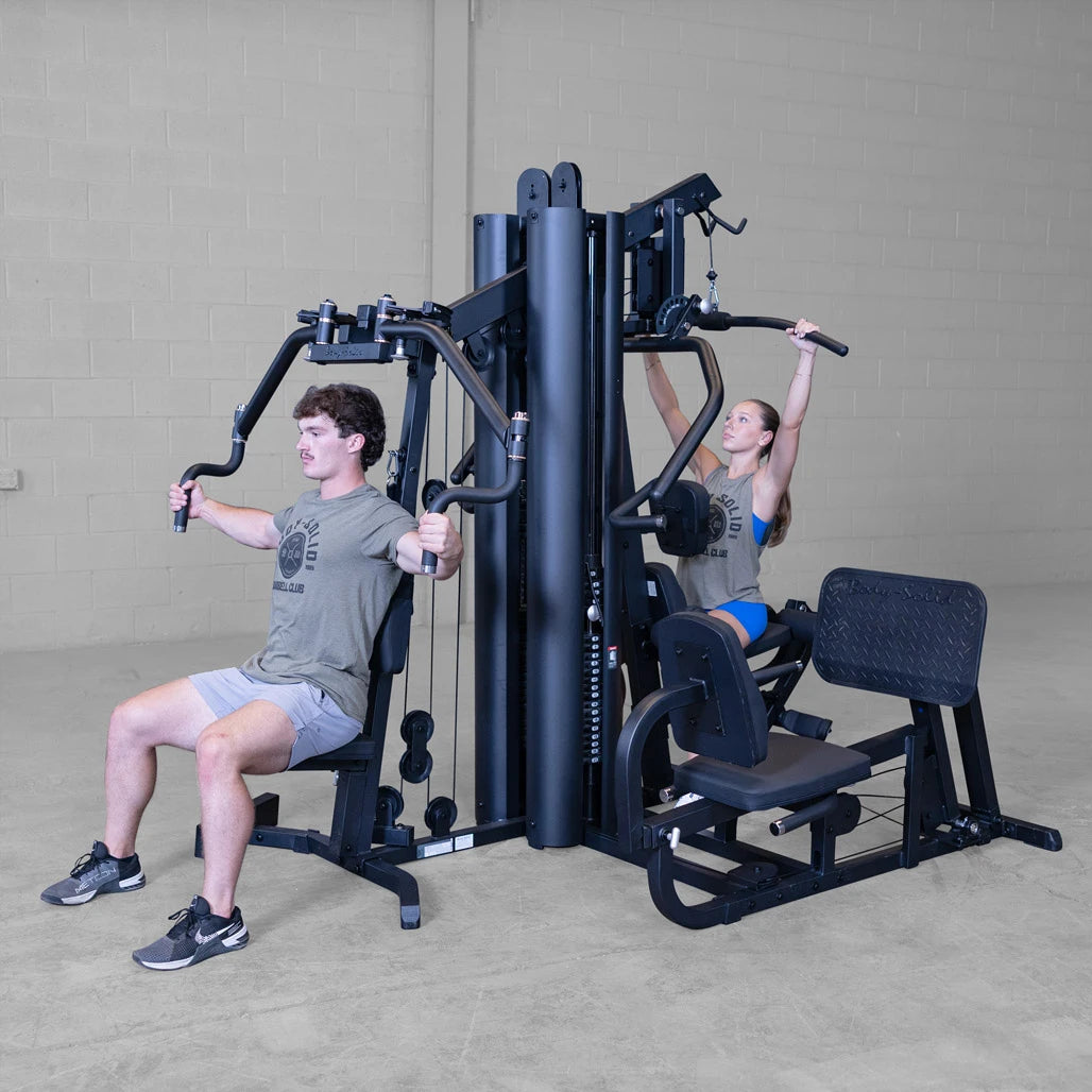 Body-Solid G9B multi-station gym, wide view showing the full 89 by 76 in. footprint