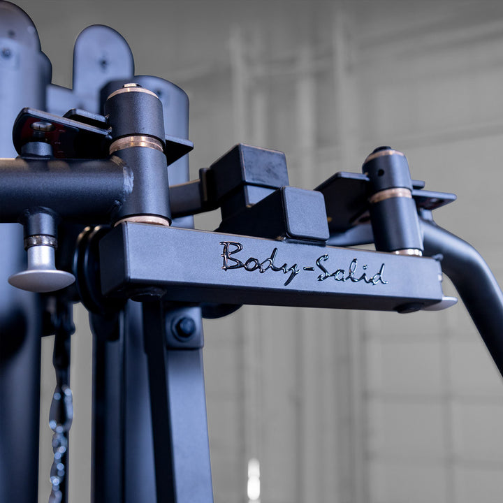 Body-Solid G9B multi-station gym, view of the machine from the press arm end