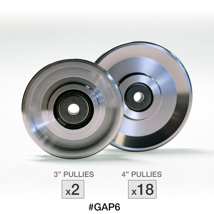 Body-Solid GAP6 aluminum pulley set upgrade for the G6B gym, machined aluminum pulleys with sealed bearings