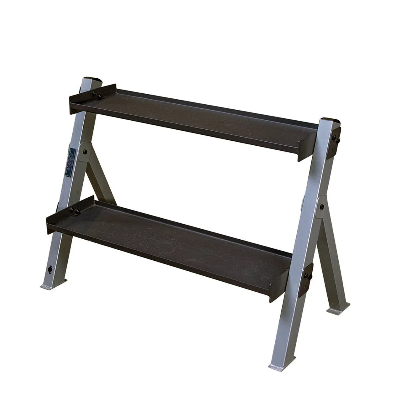 Body-Solid GDKR100B adjustable dumbbell and kettlebell rack, empty, front view