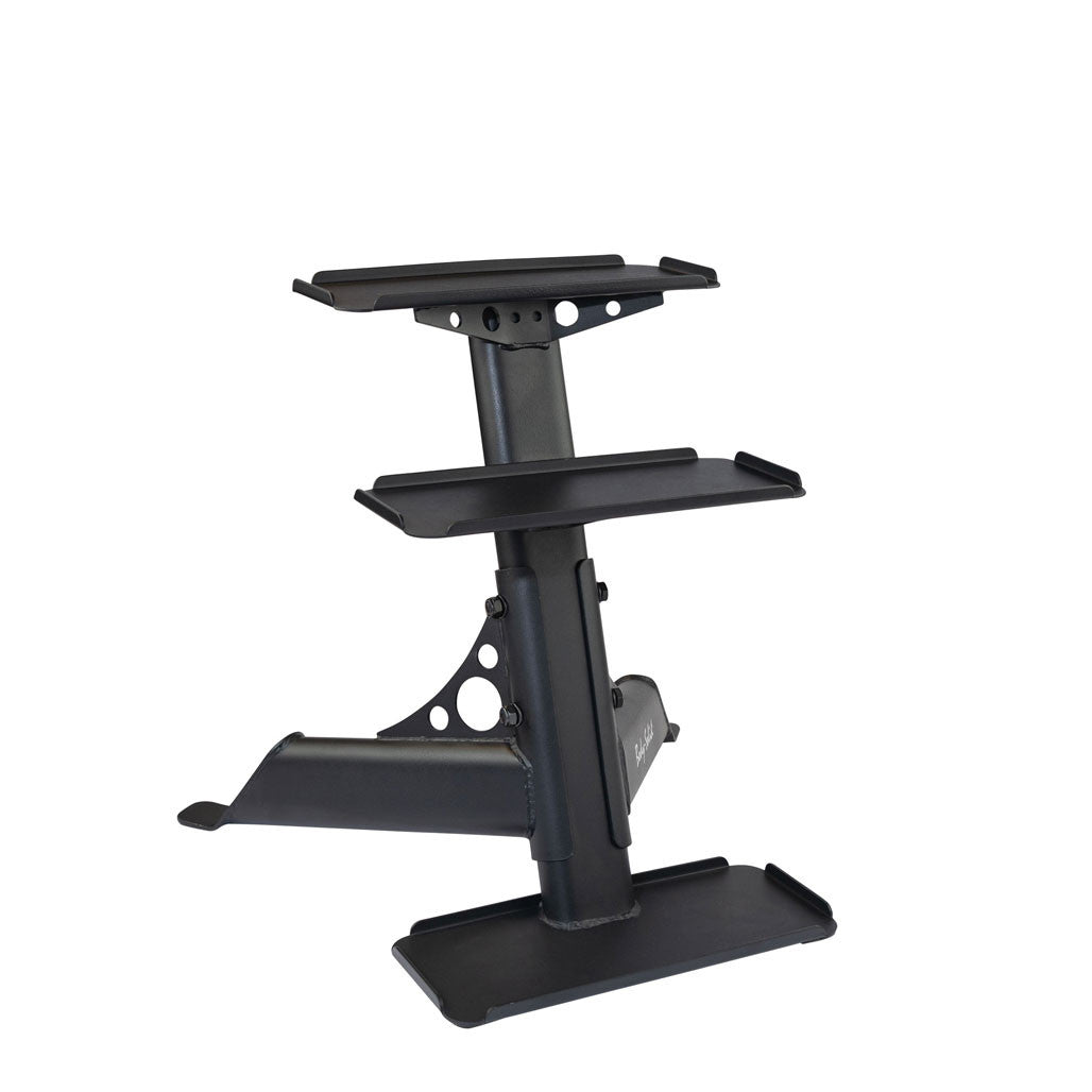 Body-Solid GDKR50B three tier kettlebell rack, empty, front view