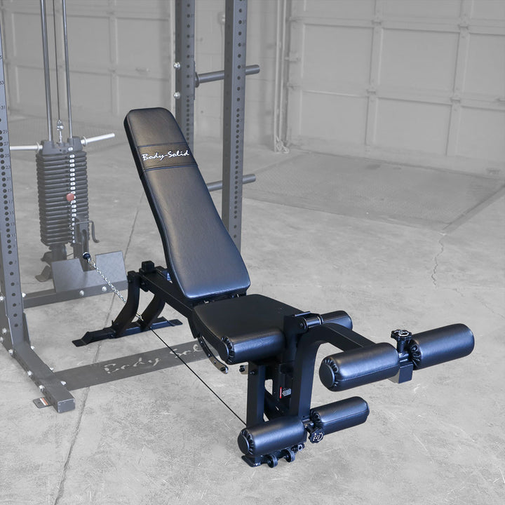Body-Solid GLEG bench, close view of the back pad adjustment ladder
