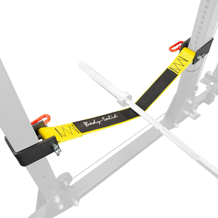 Close view of the Body-Solid GPRSS strap safety pull pin mounting