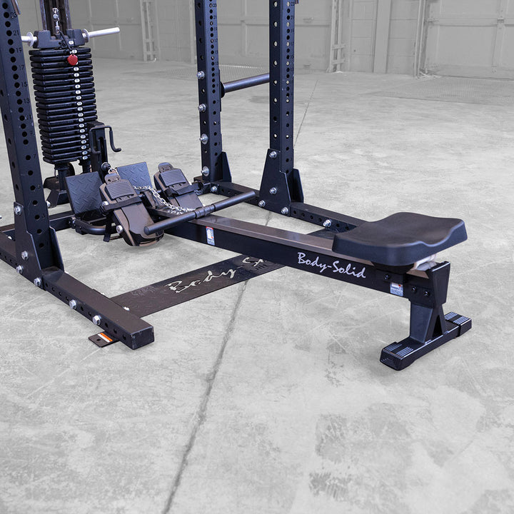 Body-Solid GROW rower attachment set up on the low pulley of a home gym