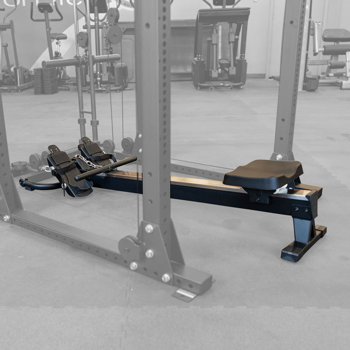 Close view of the Body-Solid GROW seat carriage and slide rail
