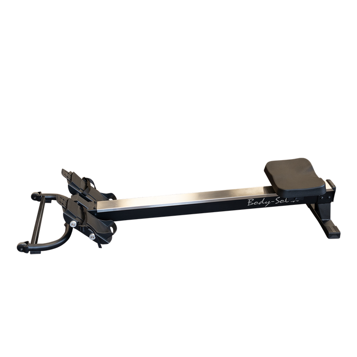 Body-Solid GROW rower attachment shown on its own, 66 inch slide rail with padded seat and foot plate