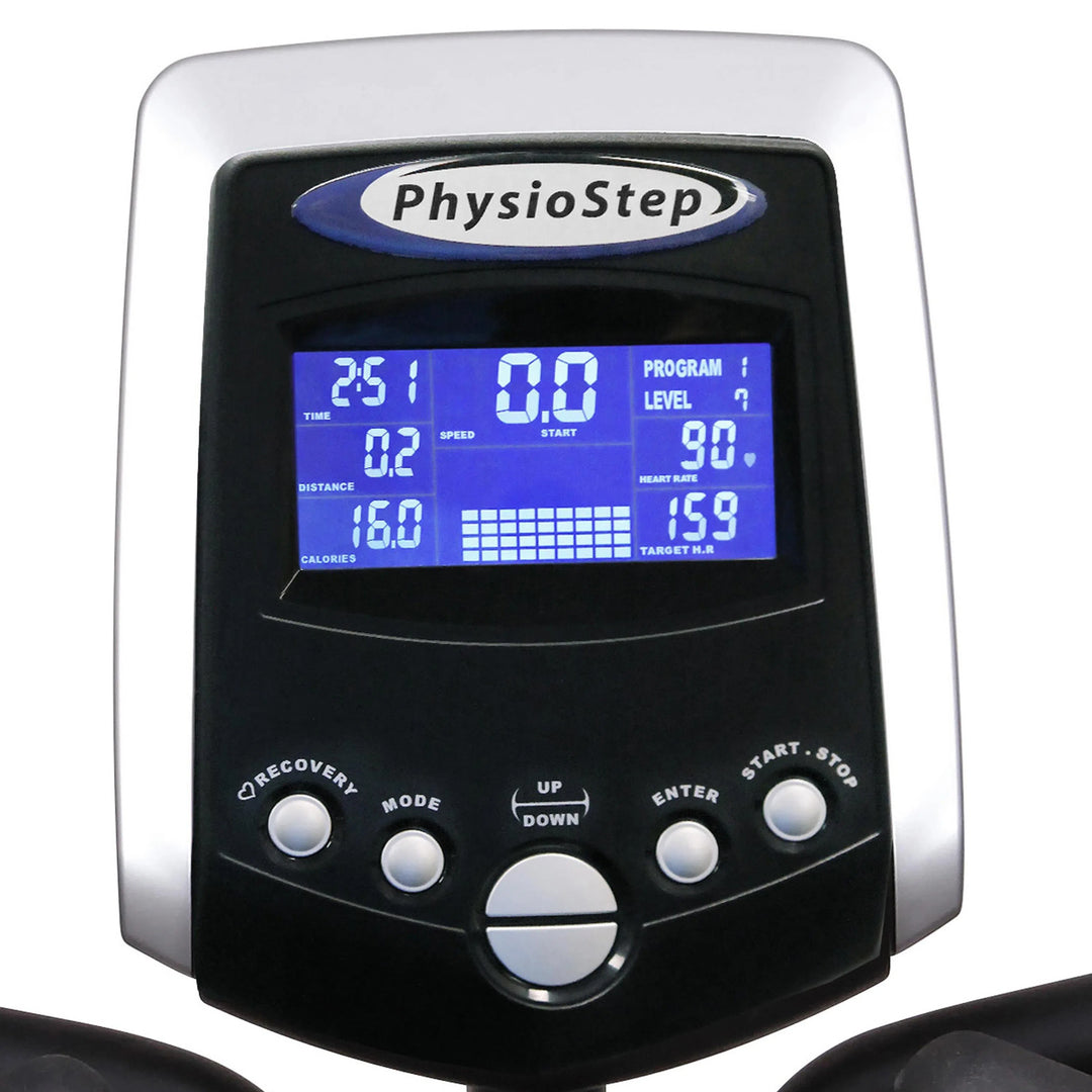 HCI PhysioStep HXT Seated Elliptical HXT-300 closer look at display monitor and controls