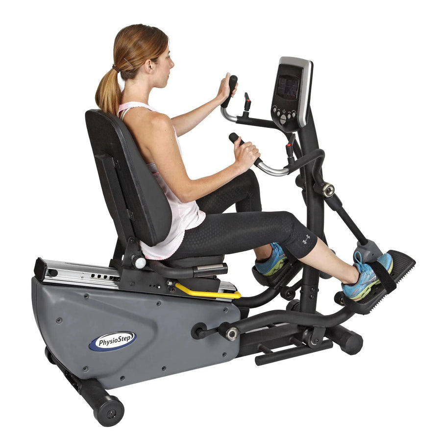 woman physical rehabilitation on HCI PhysioStep HXT Seated Elliptical HXT-300