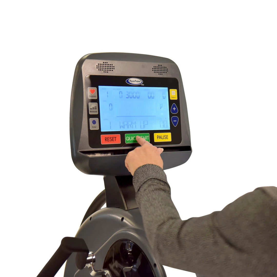 HCI PhysioTrainer PRO Arm Bike PT-PRO closer look at the display monitor and controls