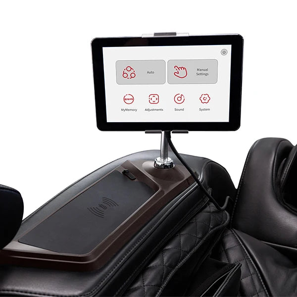 Nokori Luxury 4D Full Body Massage Chair M980 closer look on tablet display monitor for controls