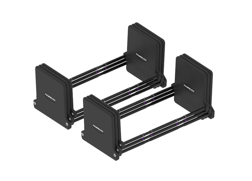 Expansion kit weights and color coded side rails supplied with the PowerBlock Commercial Pro 125-175 upgrade