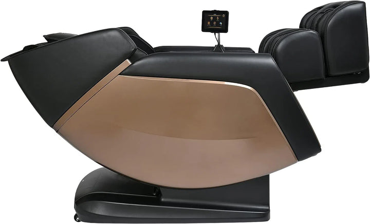 RockerTech Sensation 4D Full Body Massage Chair gray/brown variant in a reclined position