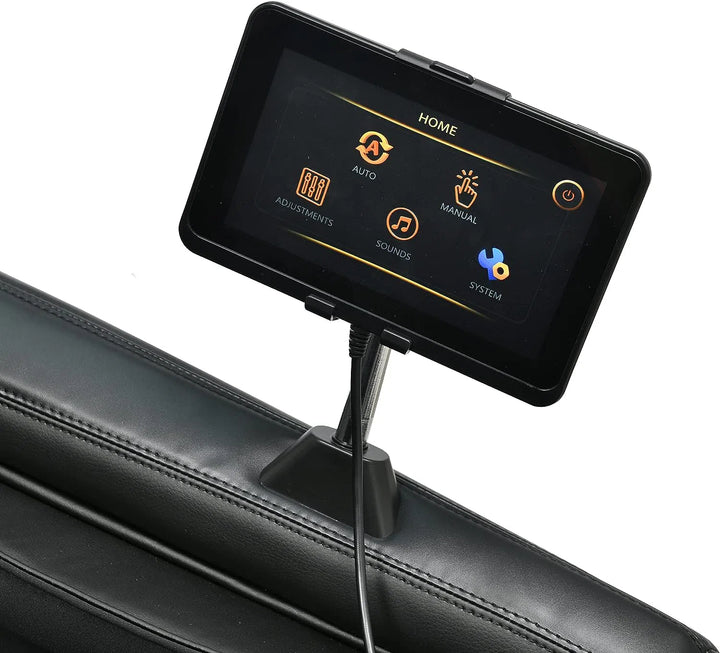 RockerTech Sensation 4D Full Body Massage Chair closer look at tablet display monitor for controls