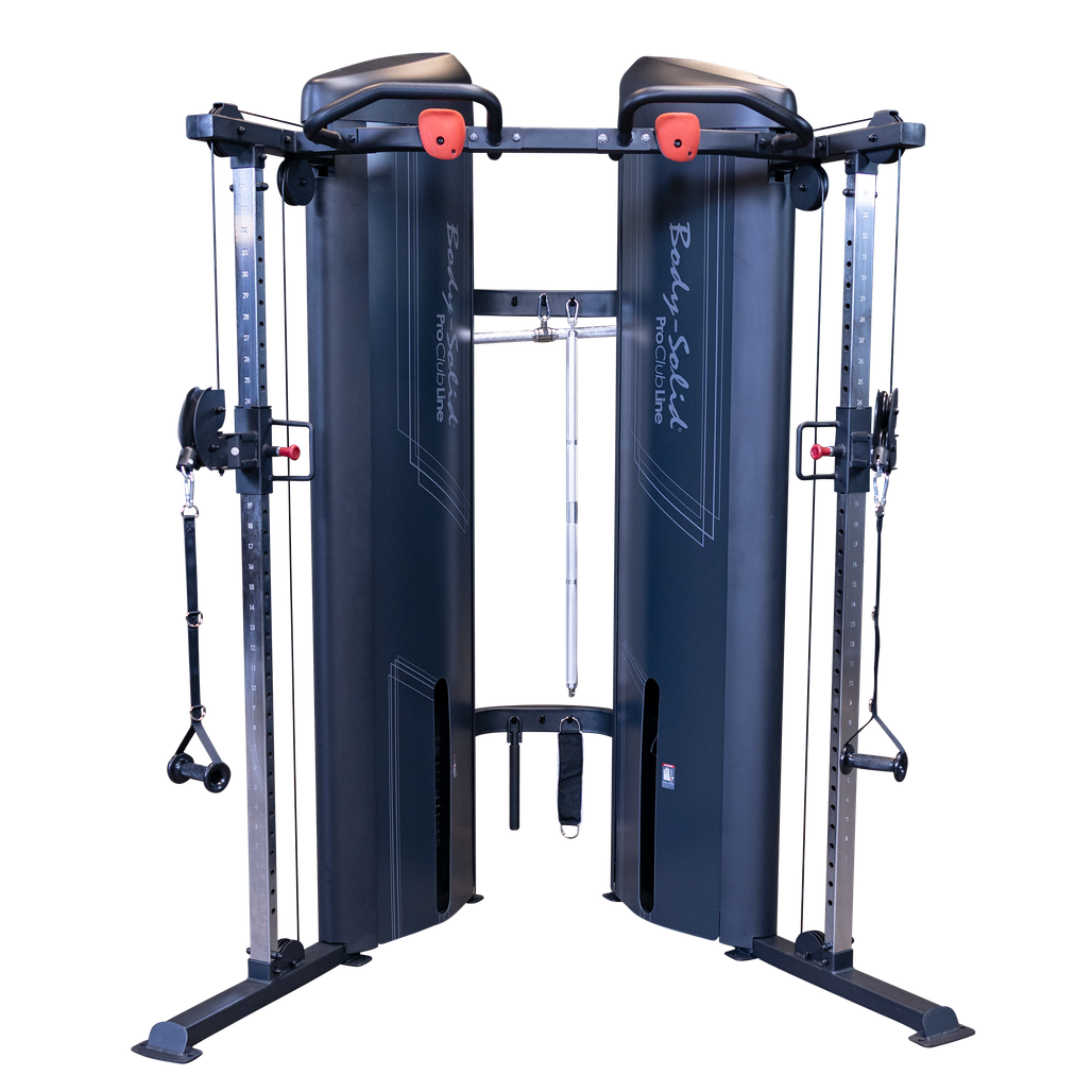 Body-Solid Pro ClubLine S2FTX functional trainer, full front view of the dual stack frame