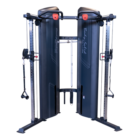 Body-Solid Pro ClubLine S2FTX functional trainer, full front view of the dual stack frame