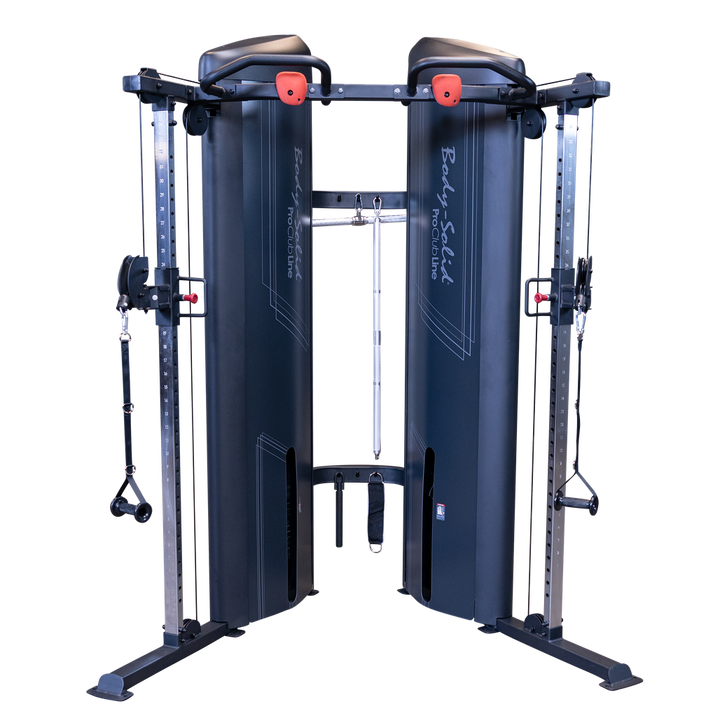 Body-Solid Pro ClubLine S2FTX functional trainer, full front view of the dual stack frame