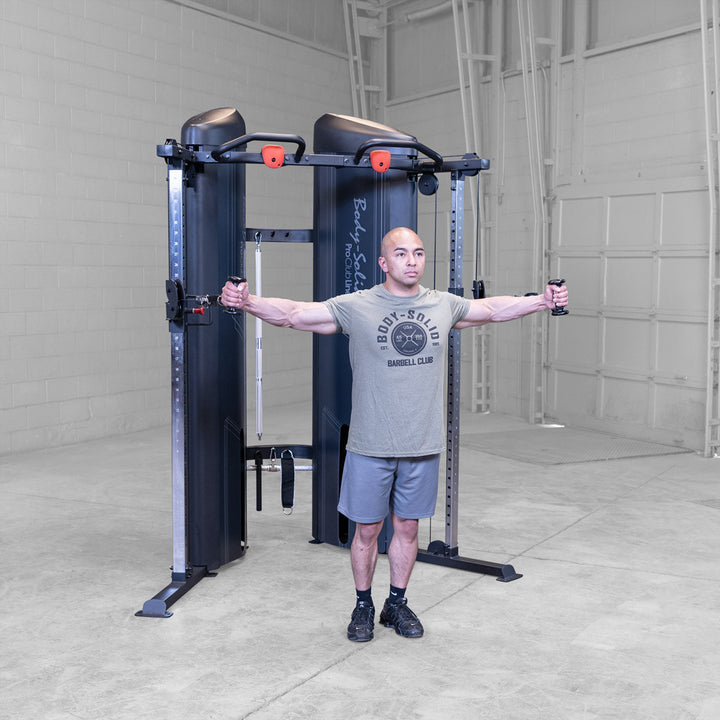 Body-Solid S2FTX functional trainer, side profile showing the pulley column height