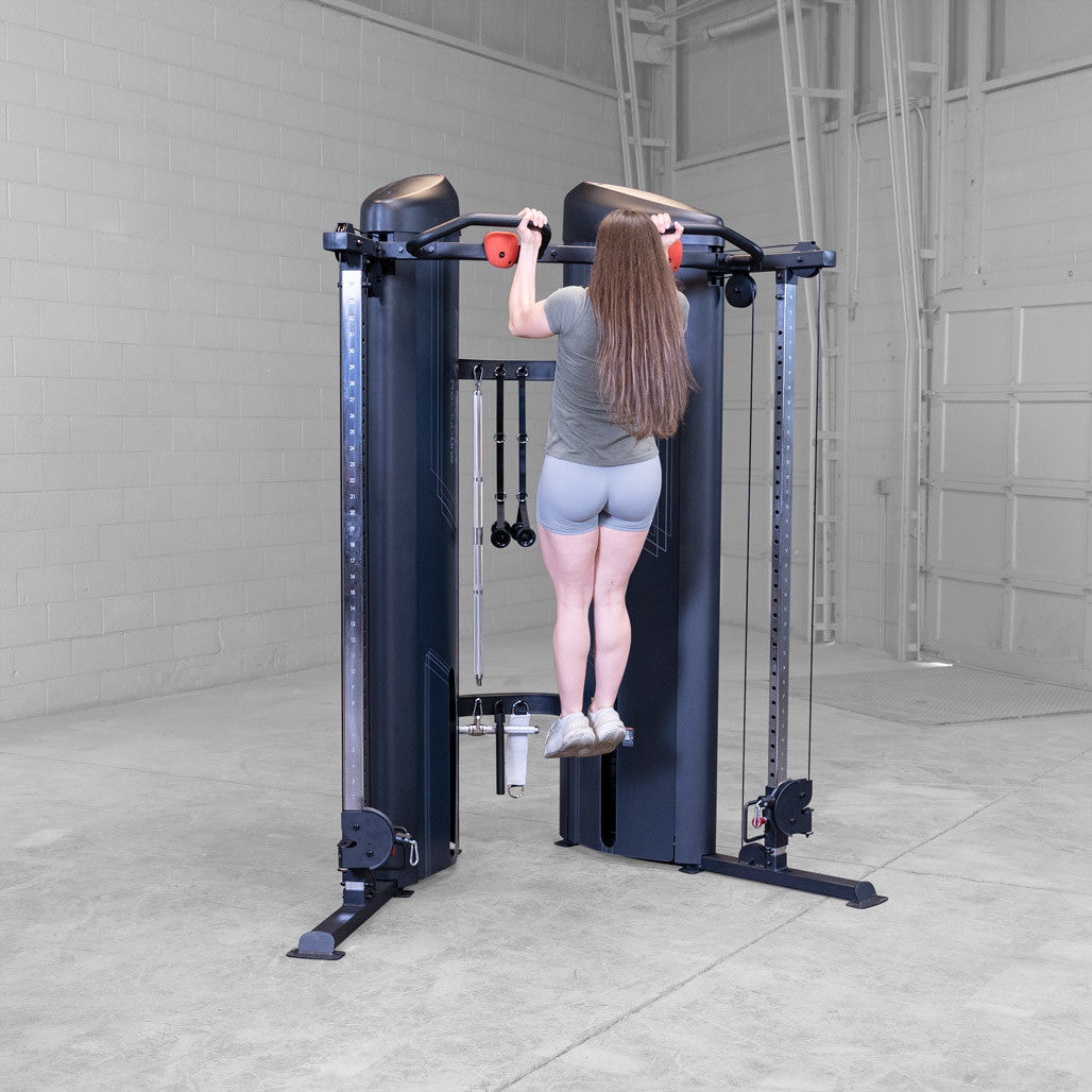 Body-Solid S2FTX functional trainer, close view of the cable and pulley hardware