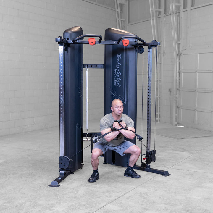 Body-Solid S2FTX functional trainer in use, cable training on the dual stacks