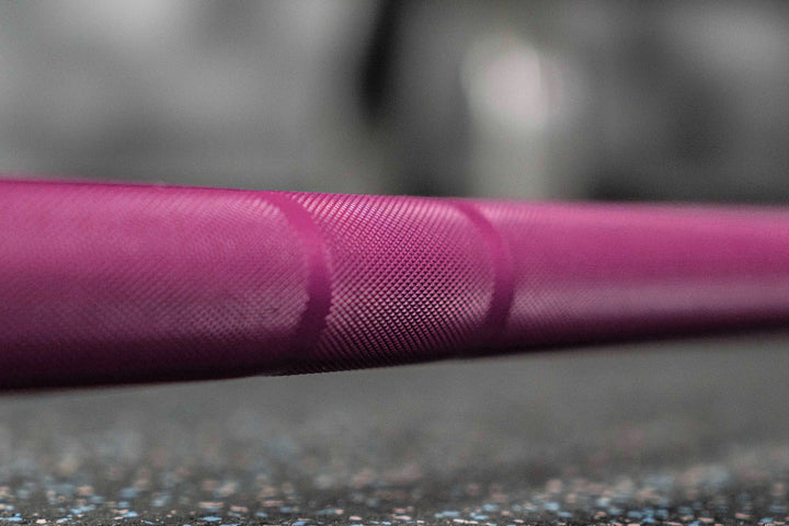 troy Olympic women's barbell in pink ridges close up
