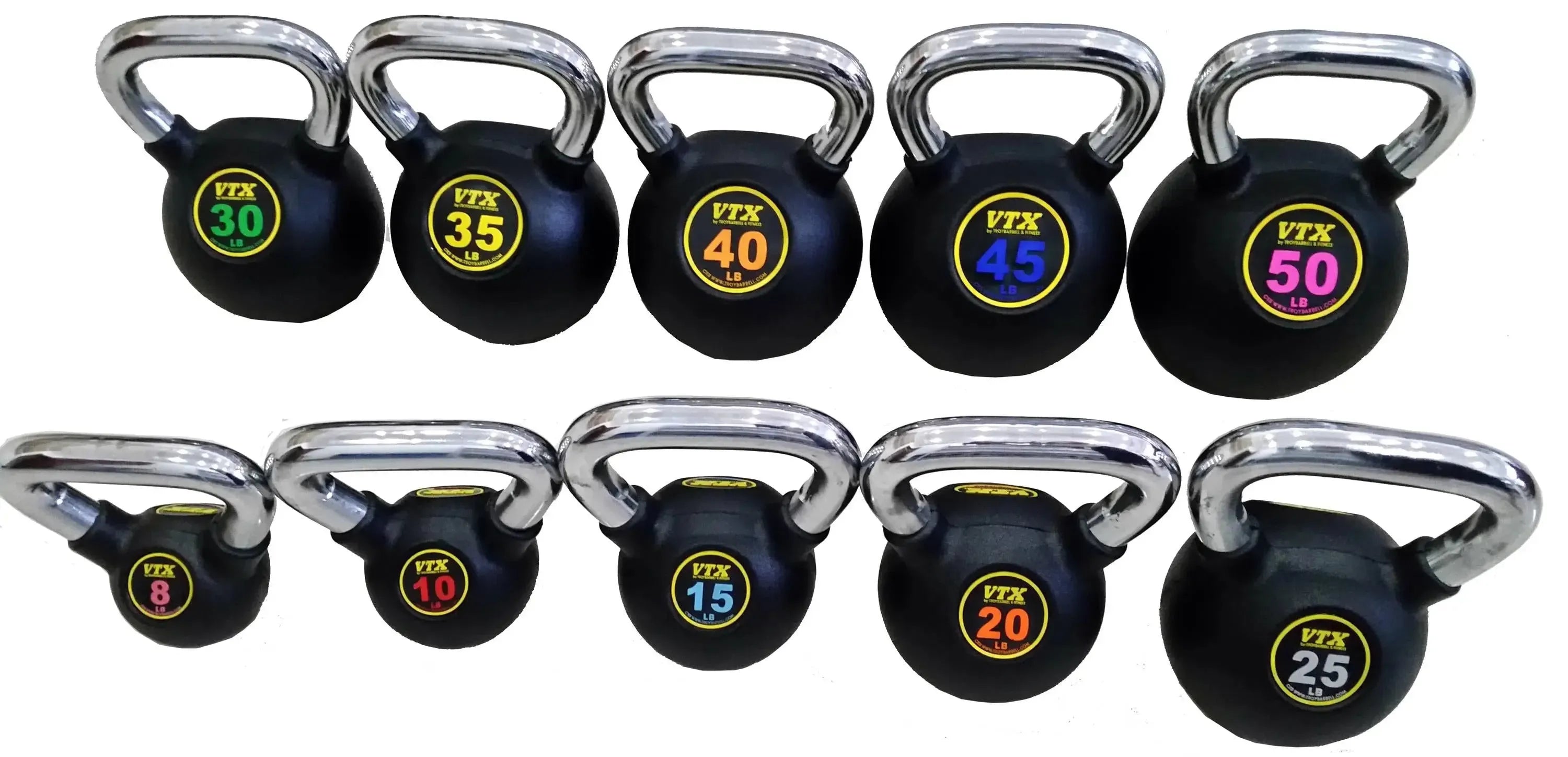 Frooby Vinyl Kettlebell Weight Set With Rack - 5lbs To 15lbs - Home Gym Fitness (Multiple Kettlebells)
