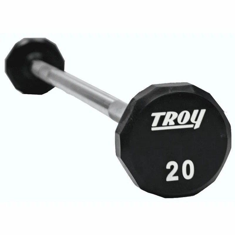 A 20 lb Troy Urethane Fixed Weight Barbell
