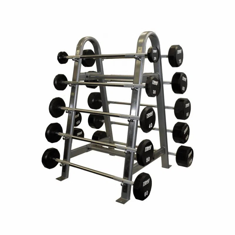Troy Urethane Fixed Weight Barbell Set with Rack Muscle and Strength Training Solution Healthy and Safe Workout