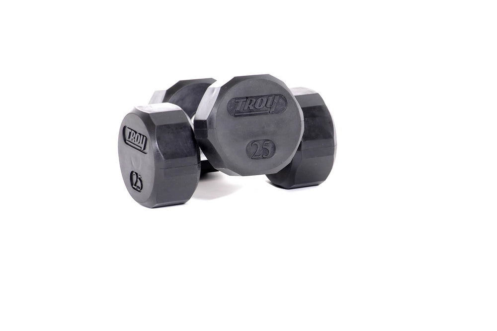A pair of 25 lb Rubber Commercial Dumbbells COMMPAC-TSDR100
