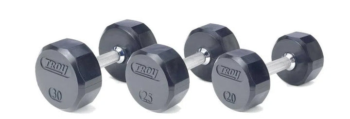 Troy Rubber Commercial Dumbbells in 20, 25, and 30 lbs.