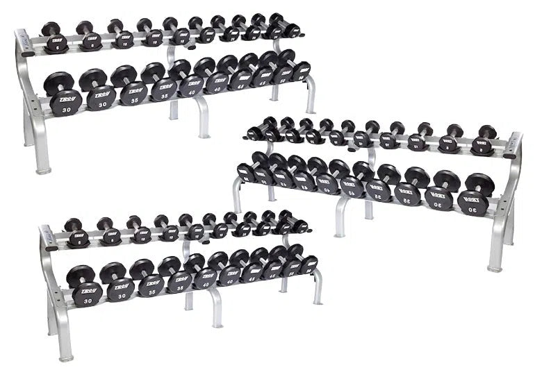 Troy Barbell 5-150 lb Urethane Commercial Dumbbell Set with Rack COMMPAC-TSDU150 Muscle and Strength Training Solution Healthy and Safe Workout