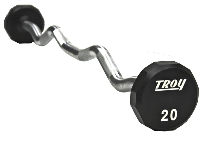 Troy Urethane Rubber Fixed Weight Barbell Set w/ Rack